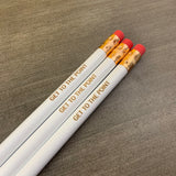 GET TO THE POINT pencil set of 3 in white