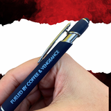 fueled by coffee & vengeance pen stylus in black with black ink