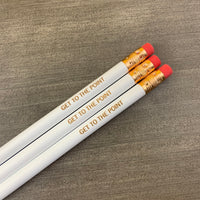 GET TO THE POINT pencil set of 3 in white