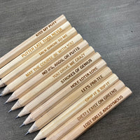 Funny Engraved Golf Pencils – Set of 12 Natural Wood Hex Pencils with Golf Quotes