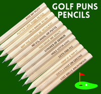 Funny Engraved Golf Pencils – Set of 12 Natural Wood Hex Pencils with Golf Quotes