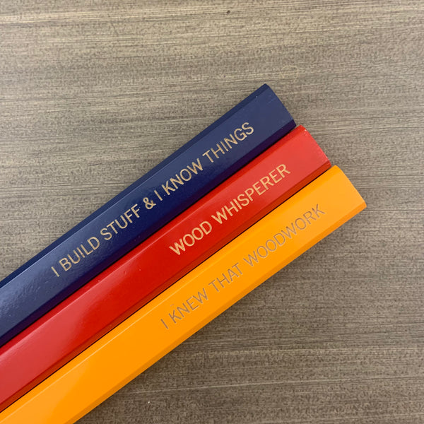 Woodworker puns carpenter pencils  (3 Pencil Set)