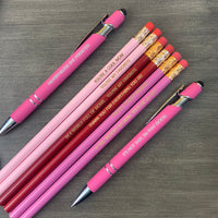 totally custom Mother’s Day pen and pencil set