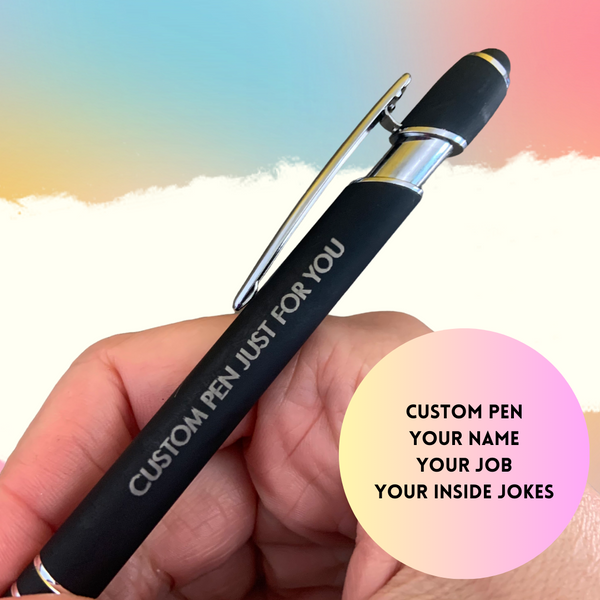 1 Custom personalized Pen with Smart Phone Stylus-- Black