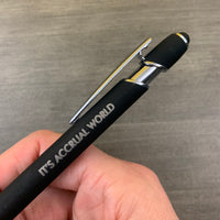 it’s accrual world  pen stylus in black with black ink
