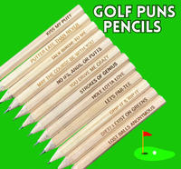Funny Engraved Golf Pencils – Set of 12 Natural Wood Hex Pencils with Golf Quotes