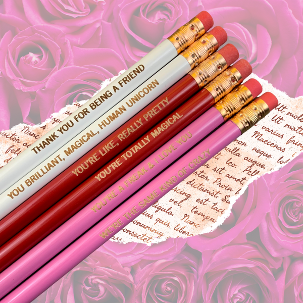 Crazy Galentine’s BFF pencil set, bestie version (6 Pencil Set )