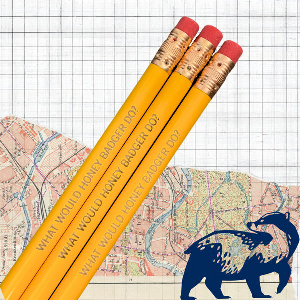 What would honey badger do? personalized pencils in mustard yellow( 3 Pencil Set )