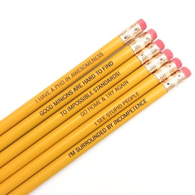 snarky misanthrope pencil set (6 pencils) – The Carbon Crusader