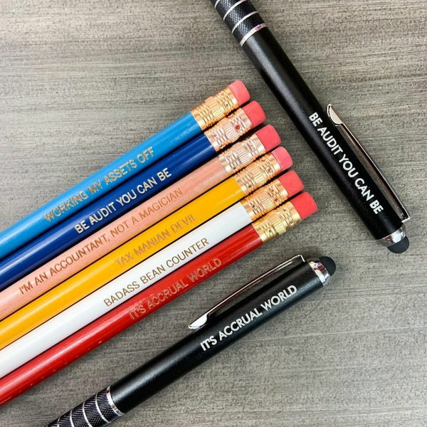 amused accountant set (6 Pencil Set, two pens)