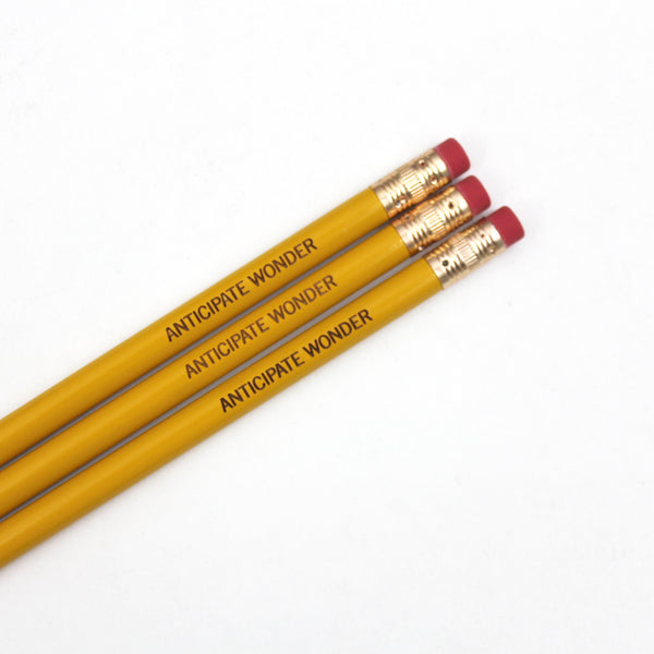 anticipate wonder personalized pencils in mustard ( 3 Pencil Set )