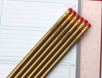 Fuck work personalized pencils in gold ( 6 Pencil Set )