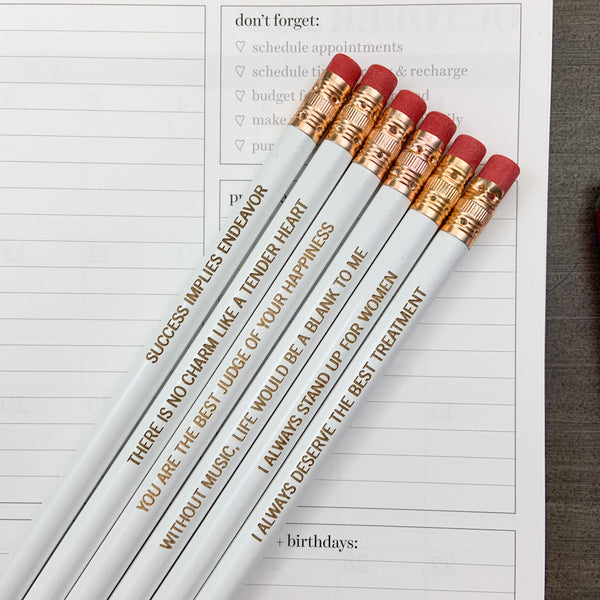 Eliza B white pencils (6 pencils)
