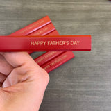 happy father’s day carpenter pencils in red wood (6 Pencil Set)