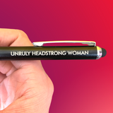 unruly headstrong woman  pen stylus in black with black ink