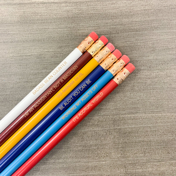 Accountant puns pencil set   (6 Pencil Set )