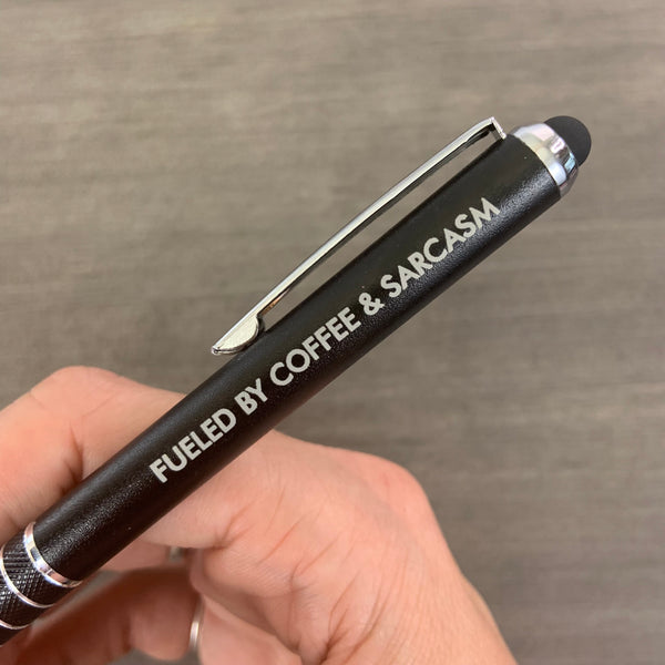 1 Custom personalized Pen with Smart Phone Stylus-- Black
