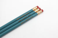 make it happen, cap'n pencils in teal (3 Pencil Set )