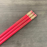 NOT TODAY SATAN pencil set of 3 in hot pink